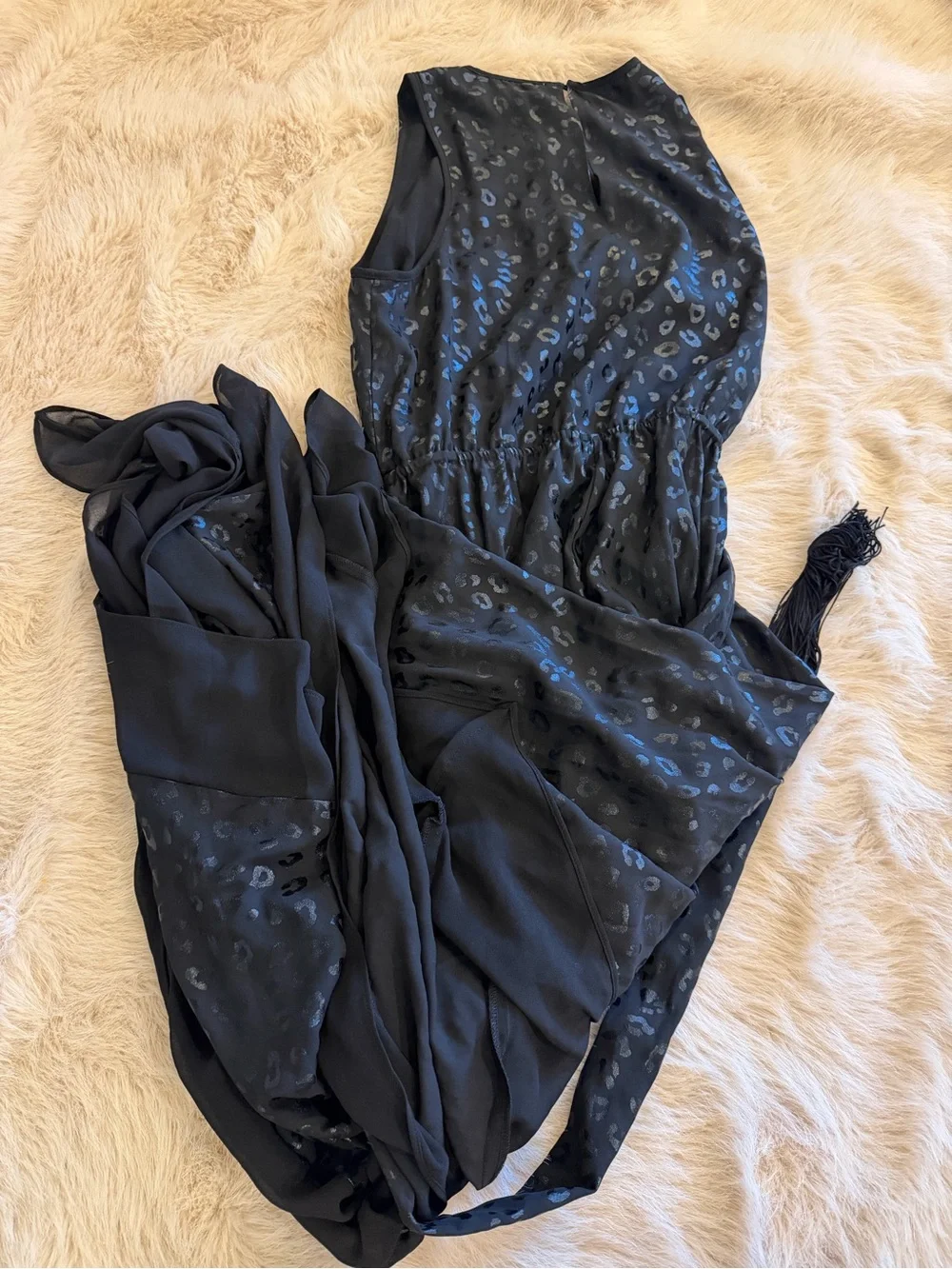 Michael Kors Black and Black Metallic Asymmetrical Dress